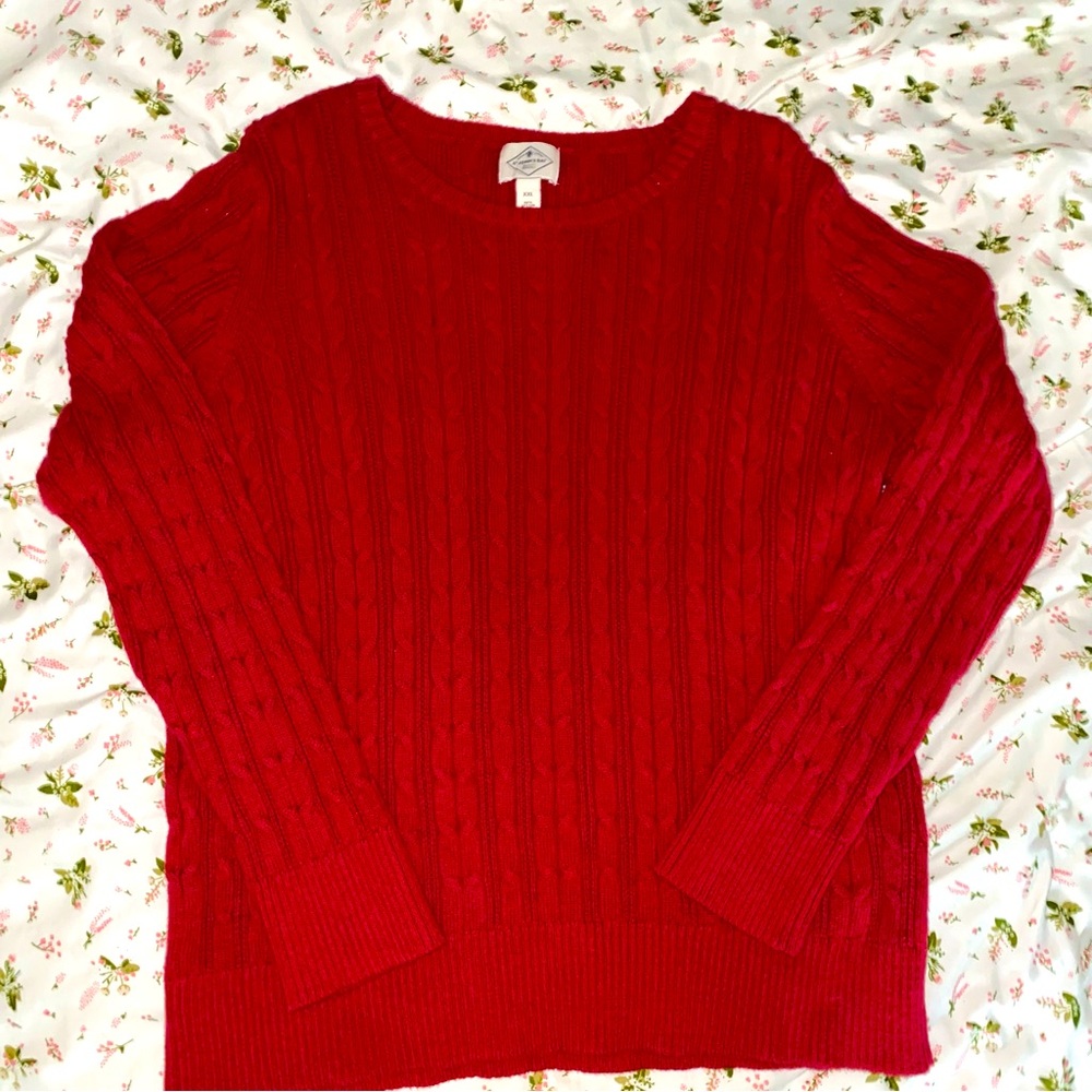 Red Cable Knit Sweater